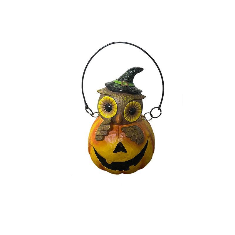 Outdoor Owl Pumpkin Lantern Light Up Pumpkin Ornaments with LED Owl Lamp Halloween Decoration Easy To Carry with Built-in Handle