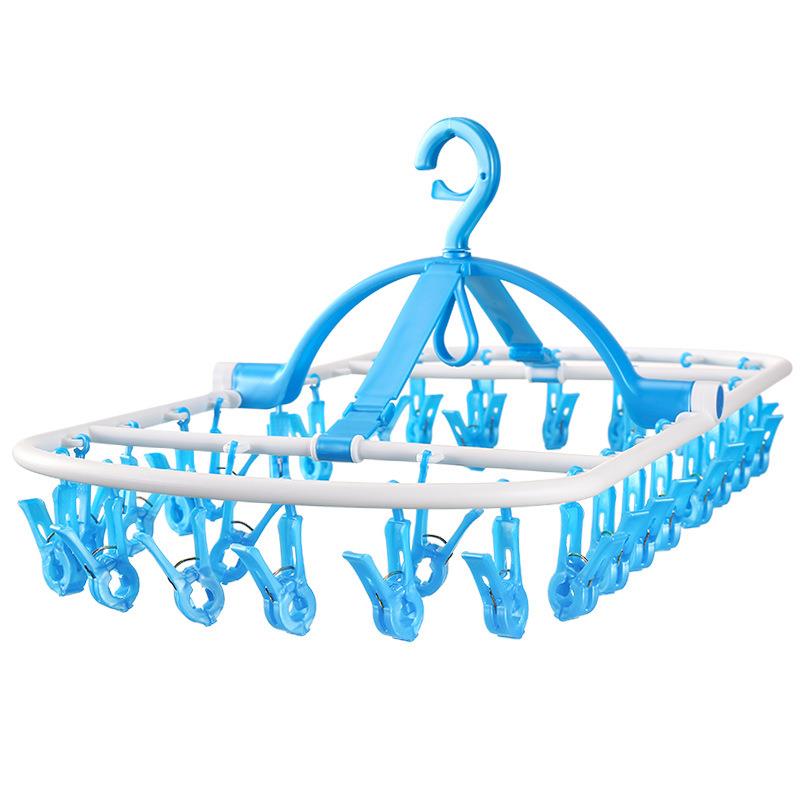 Huajia 32-Clip Clothes Drying Rack Multi-Functional Windproof Plastic Stackable Strong Multi-Headed Underwear Drying Rack 20 небесно-голубой