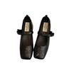 French Retro Square Toe Mid-Heel Mary Jane Shoes for Women - Elegant Spring & Autumn Style with a Chunky Heel and Fairy Aesthetic