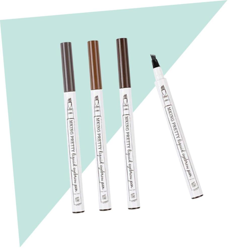 Microblading Eyebrow Pencil Set 4 Tip Waterproof Long Lasting 3D Hair Effect Brown Chestnut