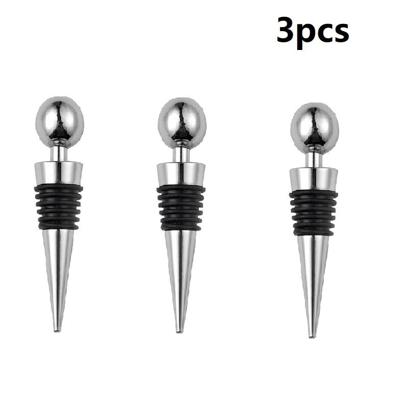 1/3pcs Alluminum Alloy Wine Stopper,Reusable Rubber Beverage Bottle Stoppers,Vacuum Sealed Bottle Cap,Wine Gifts Bar Tools