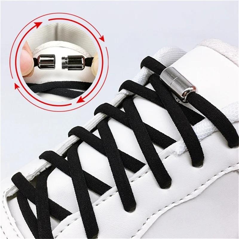 Shoelace 1pair Elastic No Tie Shoelaces Semicircle Shoe Laces For Kids And Adult Sneakers Quick Lazy Metal Round Lock Strings Ro