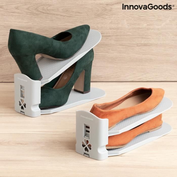 Range-chaussures - InnovaGoods - Sholzzer - Réglable - 6 Unités - Gris