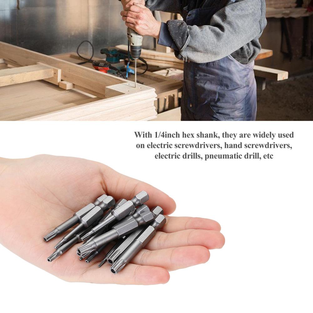 

12Pcs Chrome Vanadium Steel 1 4in Hex Shank T5 T40 Magnetic Security Star Screwdriver Bits