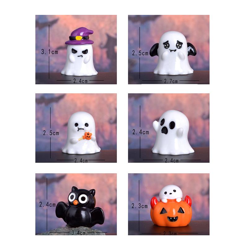 Halloween mikrolandskap miniatyrfigurer harpiks håndverk mini fe hage ornamenter søt gresskar spøkelse vampyr dekorasjon