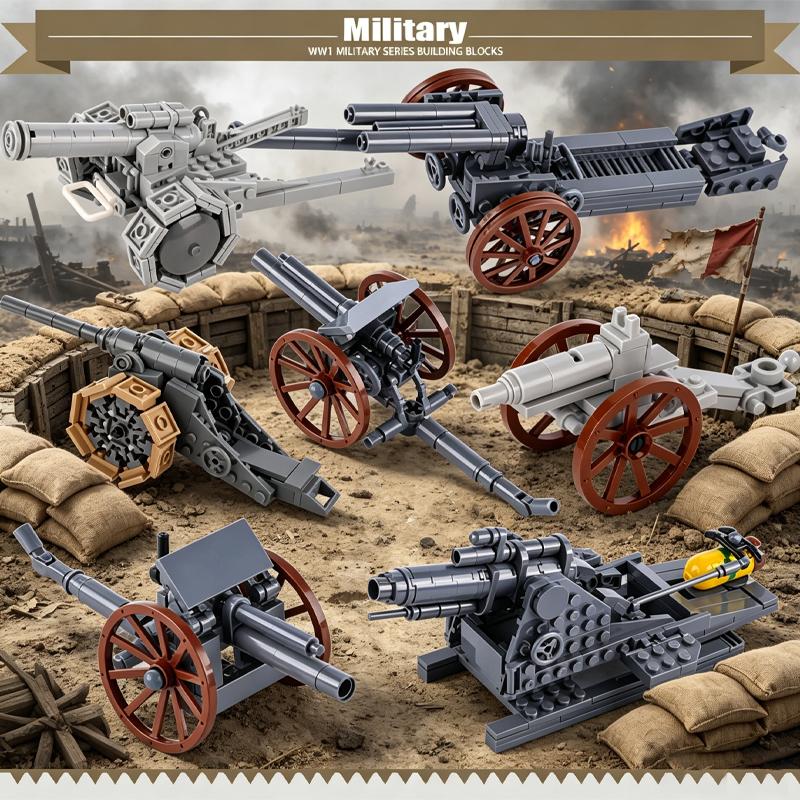 Comfortable Home Life Boys Ww1 Military Series Vehicles Building Blocks Artillery Howitzer Soldier Figures Accessories British Italian Field Gun Bricks Toy