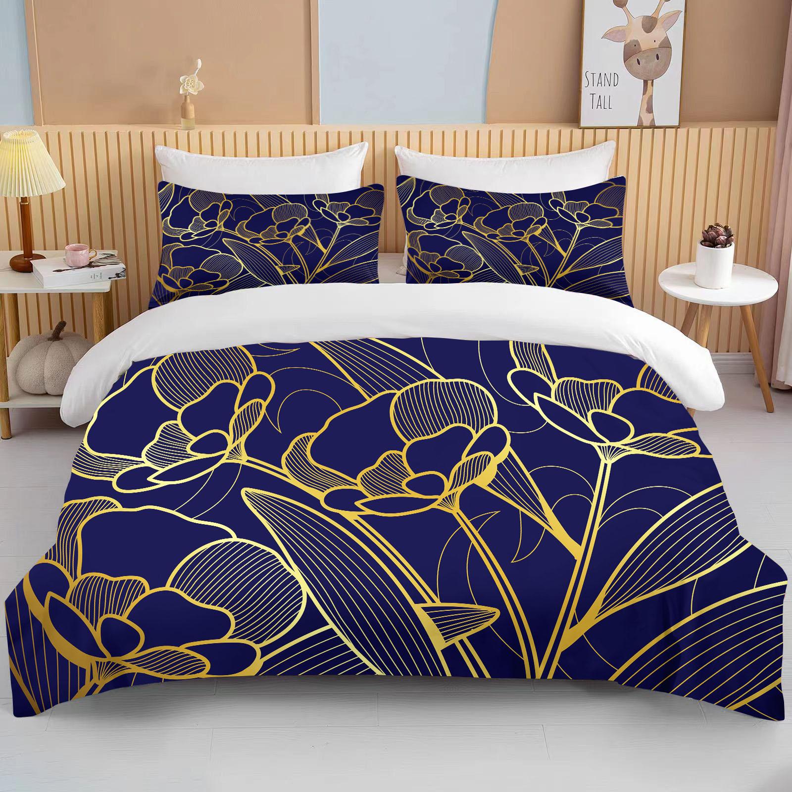

Botanical Flower Double Bed Duvet Cover Luxury European Bedding Sets Home Textiles Pillow Cases Bedroom Decor EU single(135x200cm)