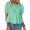 New Summer Puffed-sleeve Doll Shirt, Short-sleeved Loose and Casual A-line Pleated Stylish Top