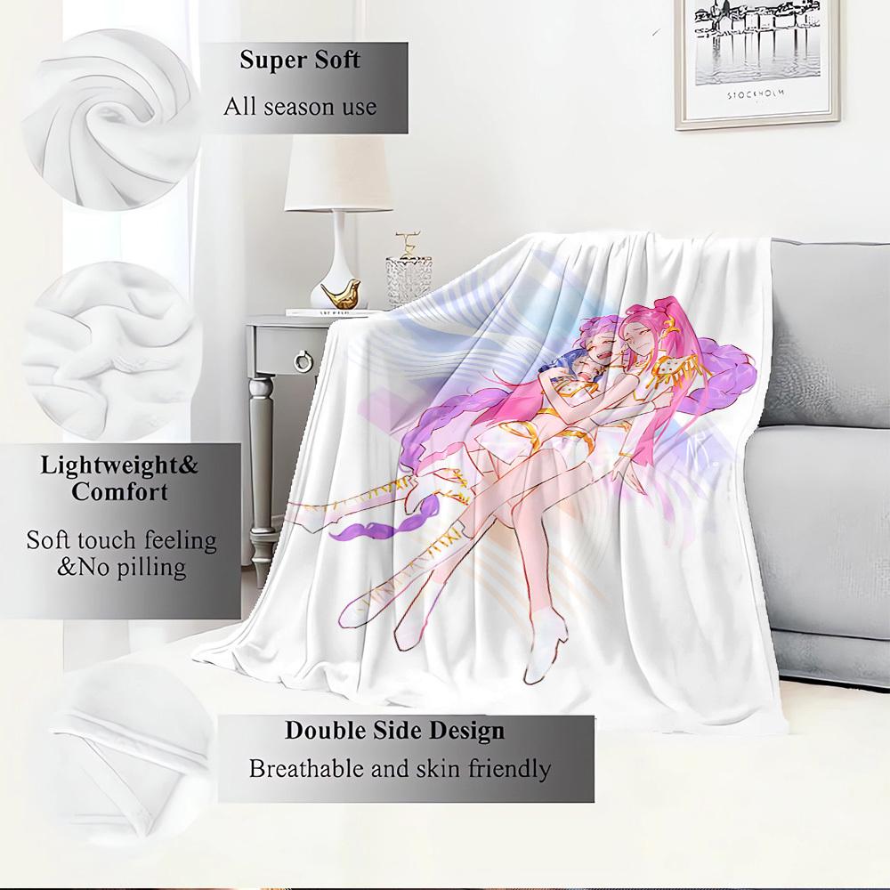 K-POP Anime Girls Group Four Seasons Soft Warm Blanket All-Season Thick Knit Polyester Bedspread for Bed, Camping, Travel Perfect Gift