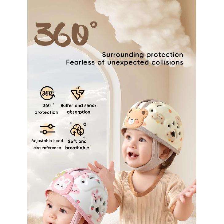 Cappello Casco per Bambino Leggero Anti Collisione Anti Caduta Protettore per Gattonare Camminare Cappelli Protettori Regolabili per Neonati Bambini