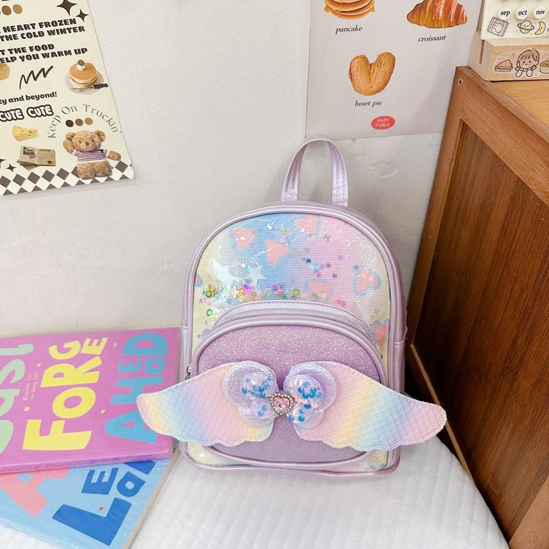 Schoolbag Sequined Children's Trend Backpack Korean Version Kindergarten Bow Fishtail Schoolbag Mini Girls Small Backpack