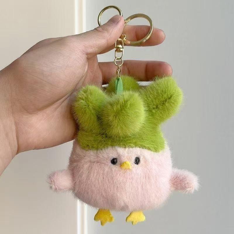 Bird Plush Garlic Toy Chicken Funny Girl Backpack Decoration Keychain Pendant