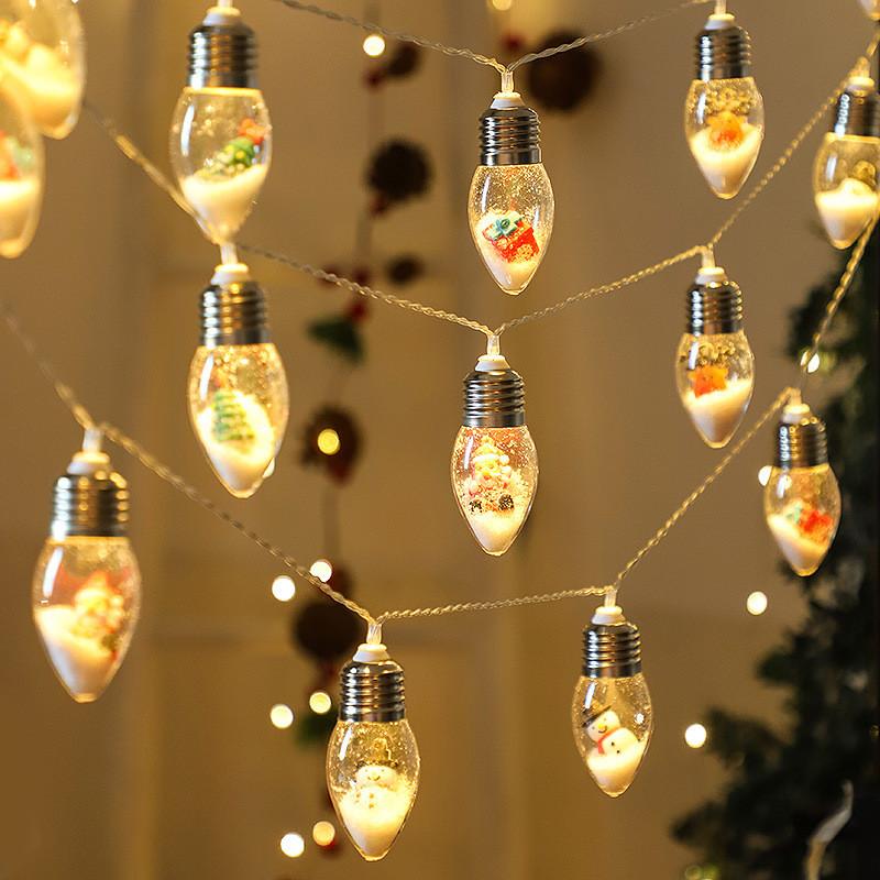 Christmas Tree Led Snow Globe Bulb String Lights For Indoor Outdoor White Warm
