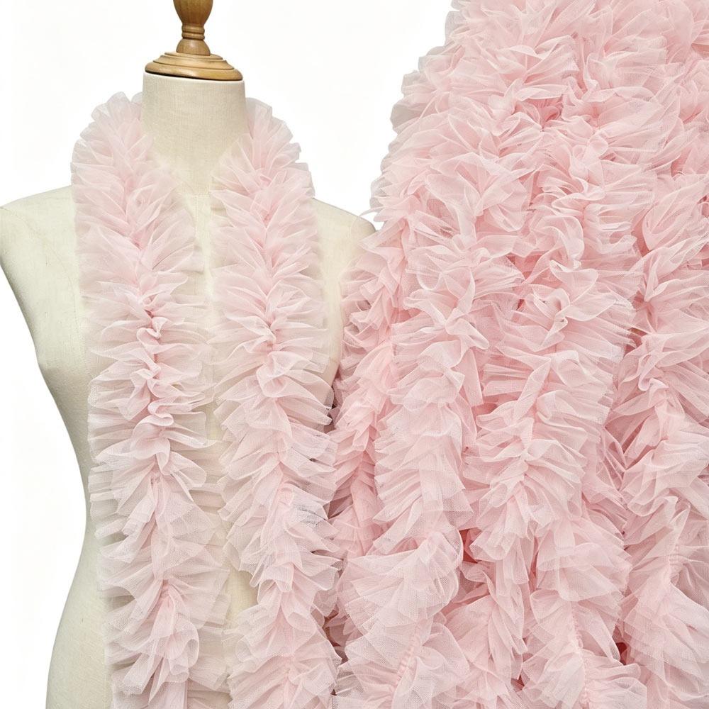 9cm Wide Double-Layer Mesh Colorful Woolen Strips Pleated Skirt Fabric Ruffle Trim Thick Lace Accessories Baby Doll Clothes