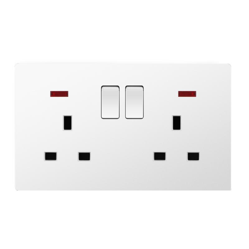 FALIANG 13A 2 Outlets AC 250V PC Material Multi Socket British Standard Modern White Color Luxury Multi-function Sockets