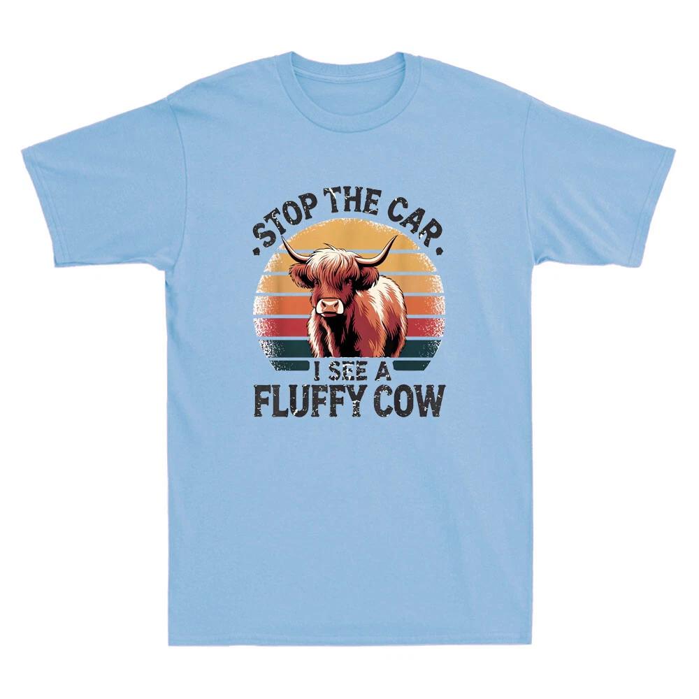 Stop The Car I See Fluffy Cow Funny Quote Highland Cow Lover Gifts Men s T-Shirt L