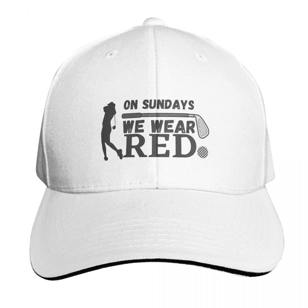 On Sundays We Wear Red Baseball Cap Hat Unisex GentleUnisex Hat Fishing Cap Party Hat Unisex Golf Wear Womens