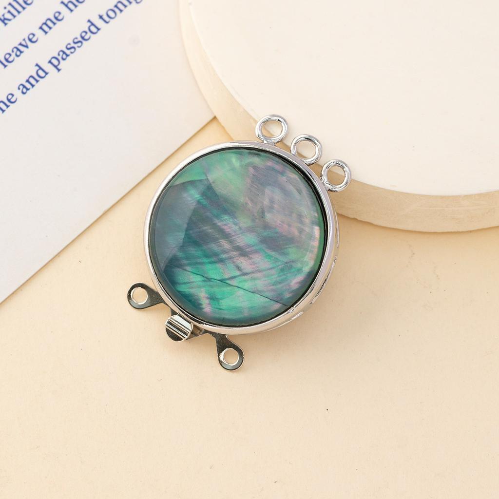 1Pc Round Natural Shell Pendant Connectors for DIY Unisex Necklace Bracelet Anklet Accessories, Creative Jewelry Making Halloween Christmas Gift Craft