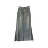 Halblanger Retro-Jeansrock in A-Linie mit Fischschwanz und Raw-Edge-Design für Damen