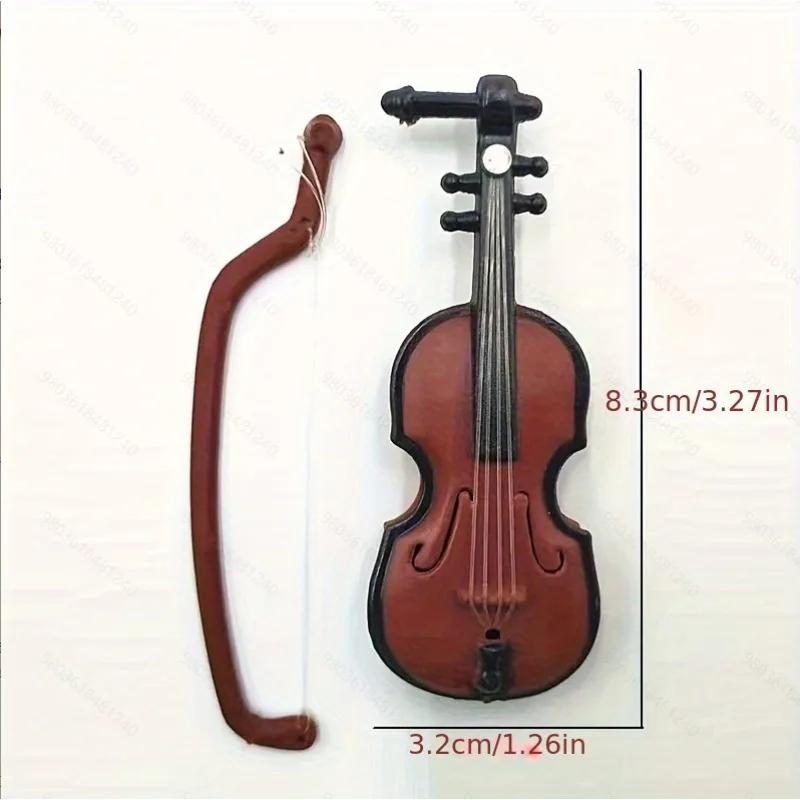 1Pc Miniature Wooden Violin Model, Simulation Dollhouse Mini For Christmas Scene, Home Display, Miniature Collectible
