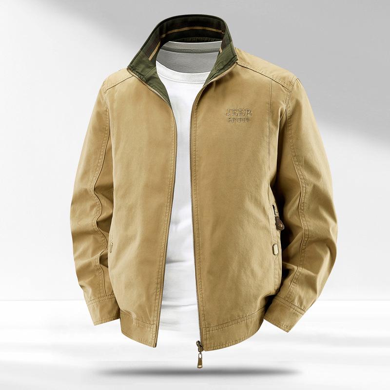 

Reversible Men s Cotton Spring/Autumn Multi-Pocket Jacket for Middle-Aged & Seniors 5XL хакі