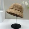 New small edge bucket hat women's autumn and winter face small face plain face cover silk cotton hat men's bucket hat basin hat