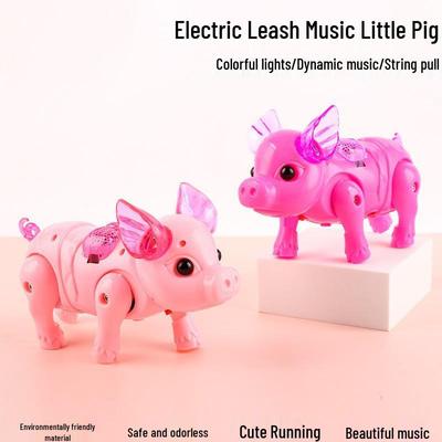 Elektrisches Musikschwein an der Leine - Leuchtendes Kinderspielzeug für Nachtmärkte, Parks und als Geschenk