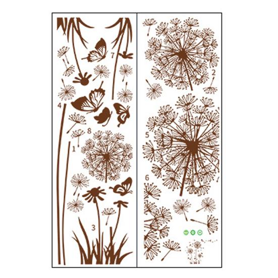 2 Sheets Dandelion Wildflower Wall Decals Peel And Stick Floral Butterflies Wall Stickers
