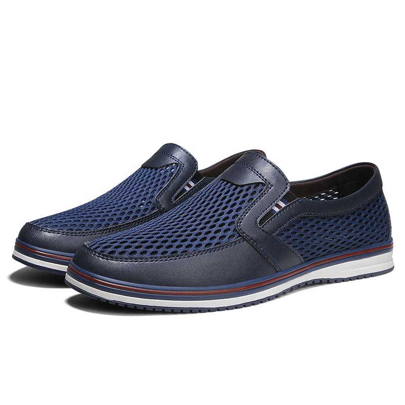 Fashion All-match Mens Sneakers Male Comfortable Slip-On Shoe New Arrival Men Casual Shoes Genuine Leather Male Hollow Out Driving Shoes