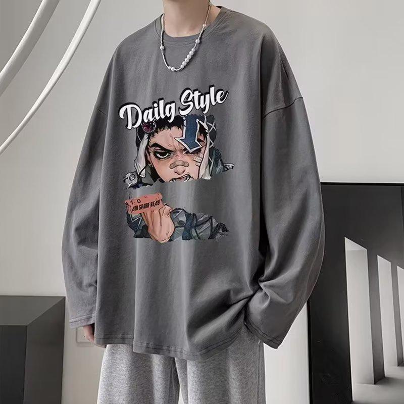 Sweat à capuche imprimé décontracté ample pour homme, haut à manches longues et col rond pour le printemps et l'automne