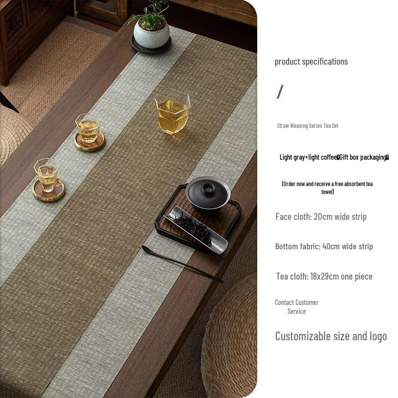 Chinese Style Waterproof Straw & Bamboo Tea Mat