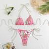 2025 New Multi-Color Print Backless Lace-Up Sexy Split Bikini Swimsuit for Women