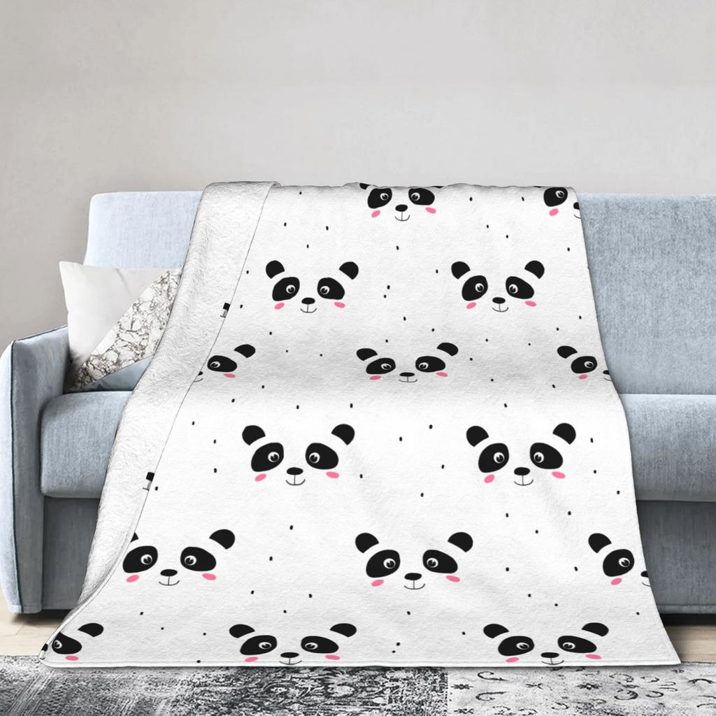 Panda Love Animal Fleece Throw Blankets Valentine's Day Blankets for Bed Office Super Soft Bedspread