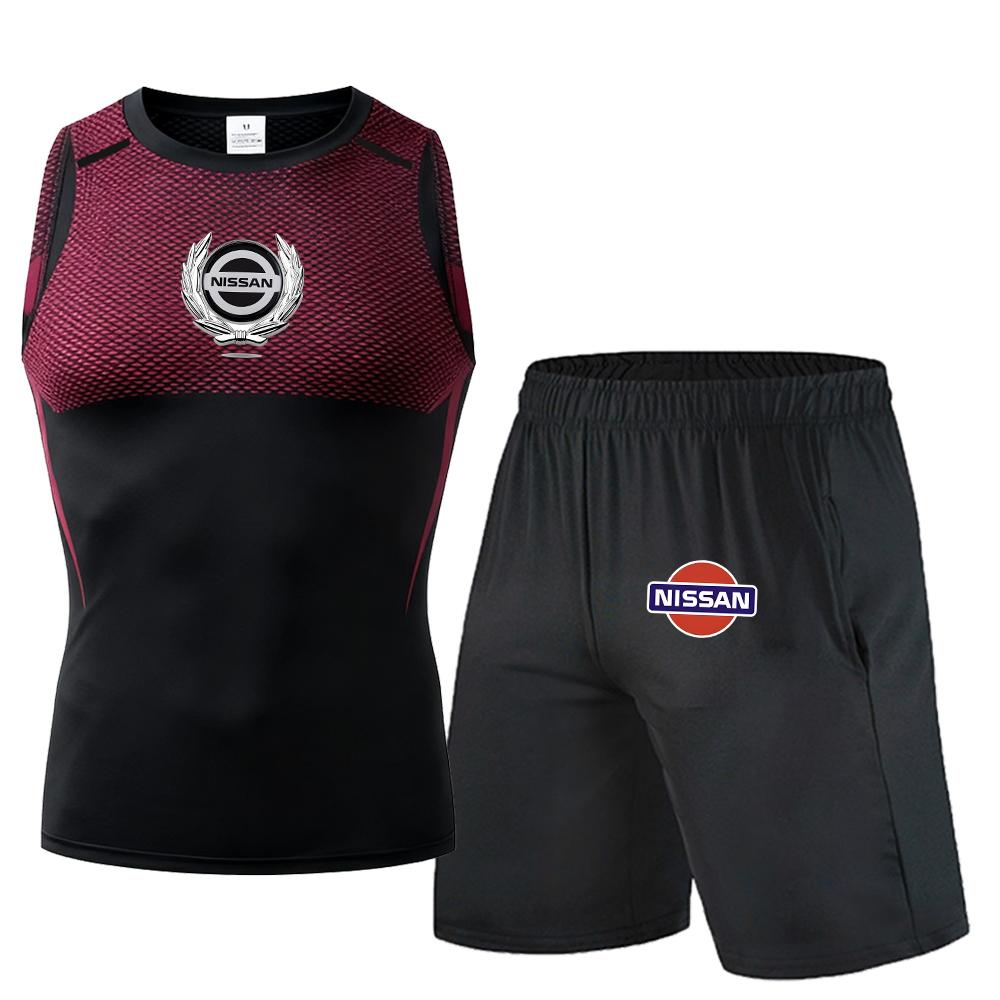2026 Frühling Nissan Herren schnell trocknendes ärmelloses Sport-Tanktop-Set für Radfahren, Outdoor-Radbekleidung