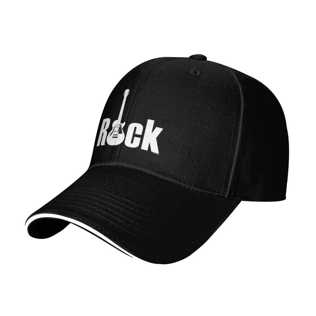 Rock Logo With Guitar Baseball Caps Snapback Baseball Hats Breathable Casual Casquette Outdoor Unisex