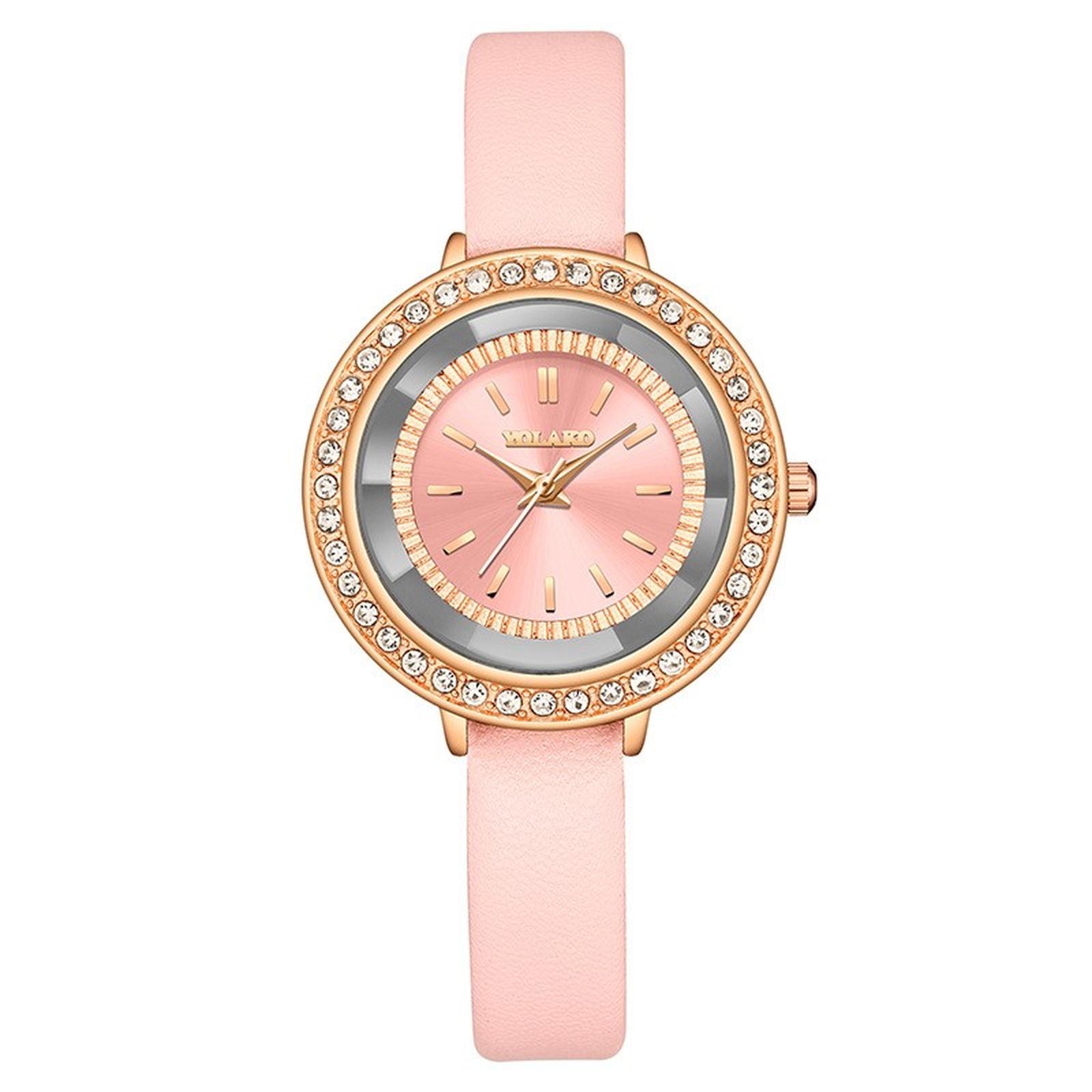 

Women Fashion Leather Watch One Size розовый