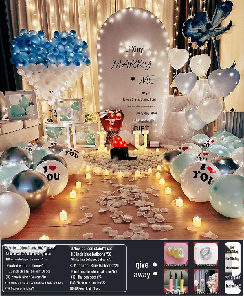 Anniversary Romantic Scene Decoration: Valentine's Confession Bedroom Proposal Balloon Wall Set