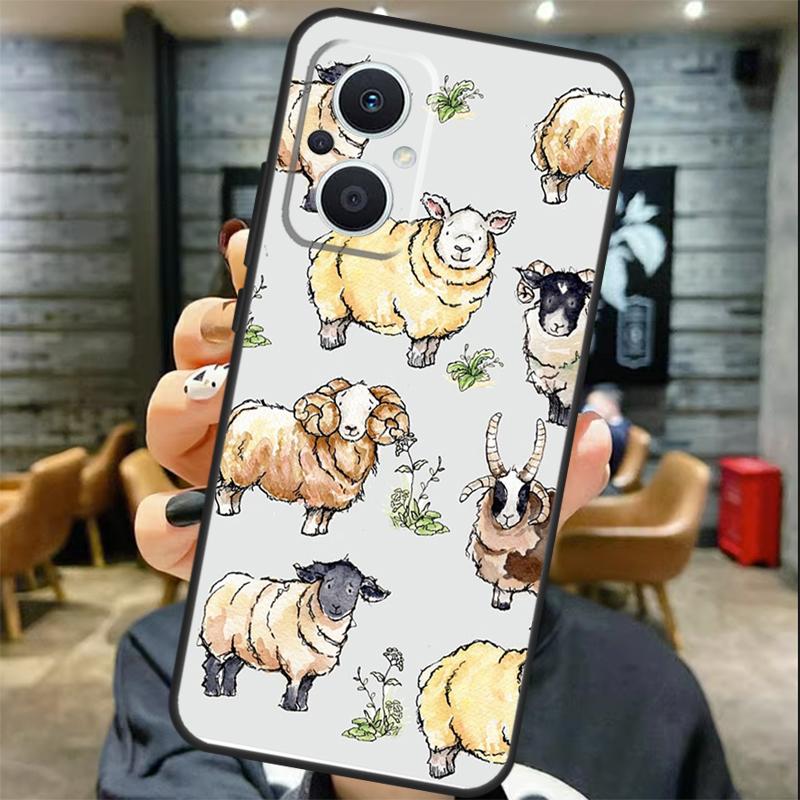 Cartoon Sheep Case For OPPO Reno 8T 7 8 10 11 12 13 Pro 13F 12F OPPO Find X8 Pro X6 X3 X5 Lite Cover Coque