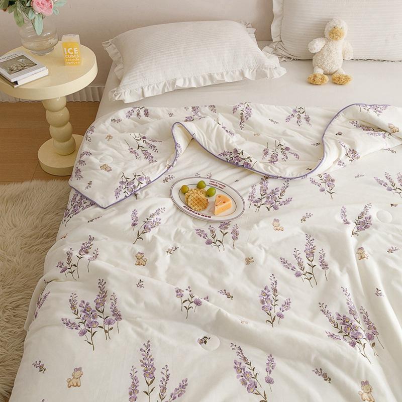Class a Knitted Cotton Soybean Fiber Cartoon Ins Style Girl Heart Summer Cool Quilt Machine Washable