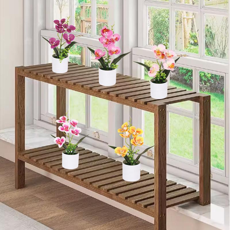 5 Heads Artificial Butterfly Orchid Potted Bonsai Home Garden Balcony Desktop Bedroom Living Room Decoration Fake Plants Bonsai