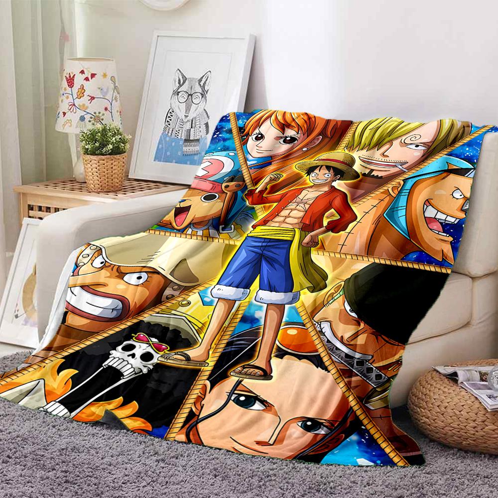 1Pc One Piece Adventure Flannel Blanket, Soft And Comfortable, Casual Warm, Camping Travel, Christmas, Halloween Xmas Gift L1416