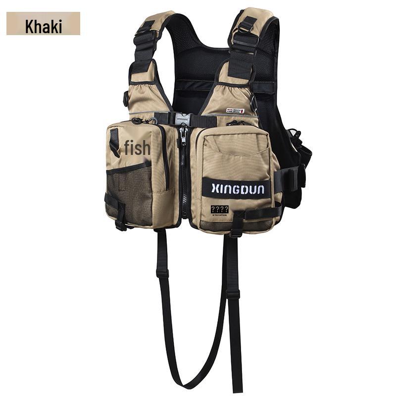 Взрослый рыболовный спасательный жилет высокой плавучести для профессиональной и морской рыбалки One Size темные хаки