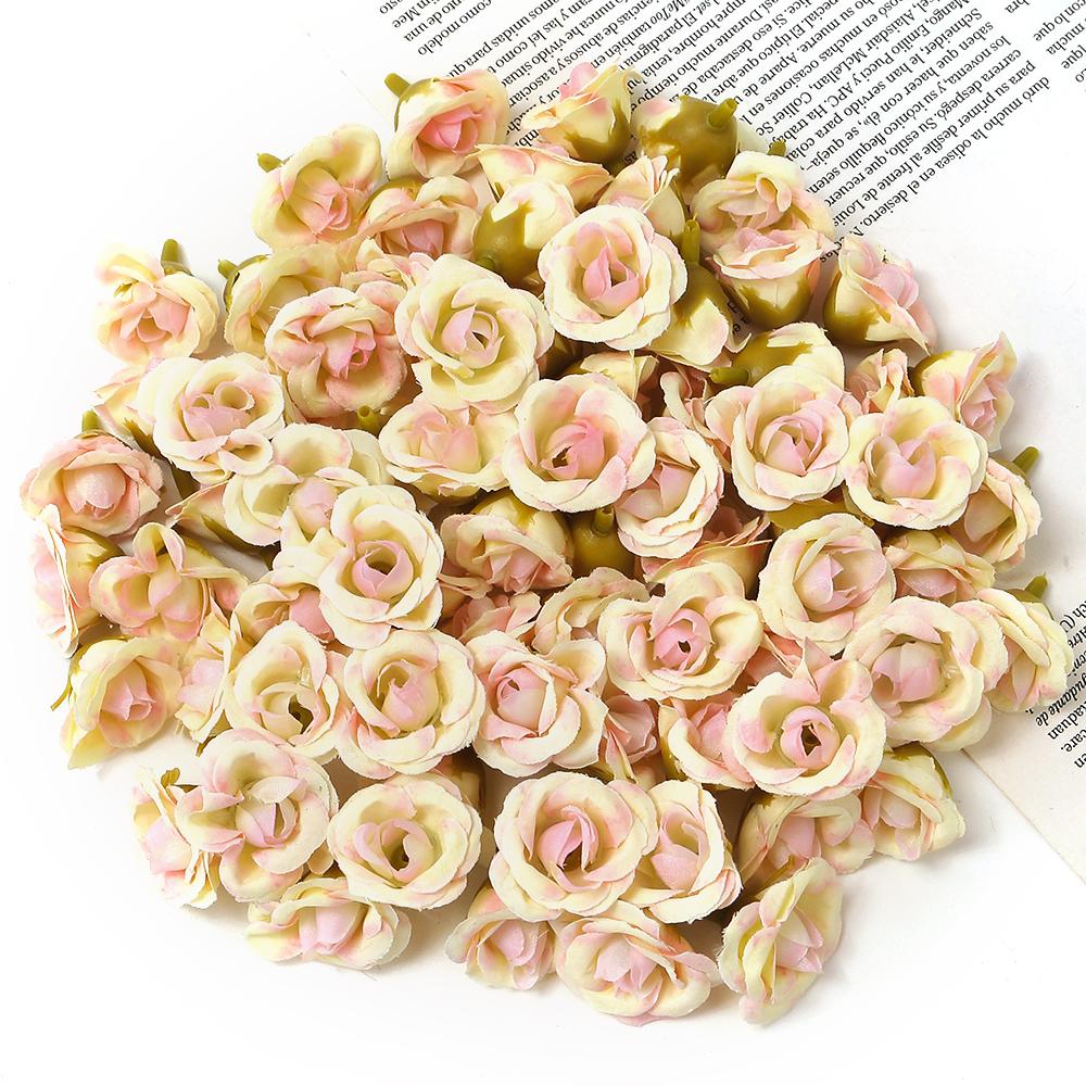 10/40Pcs Rose Artificial Flowers 2CM Fake Flowers Home Room Decor Garden Wedding Decoration DIY Scrapbook Garland Gift Accessory