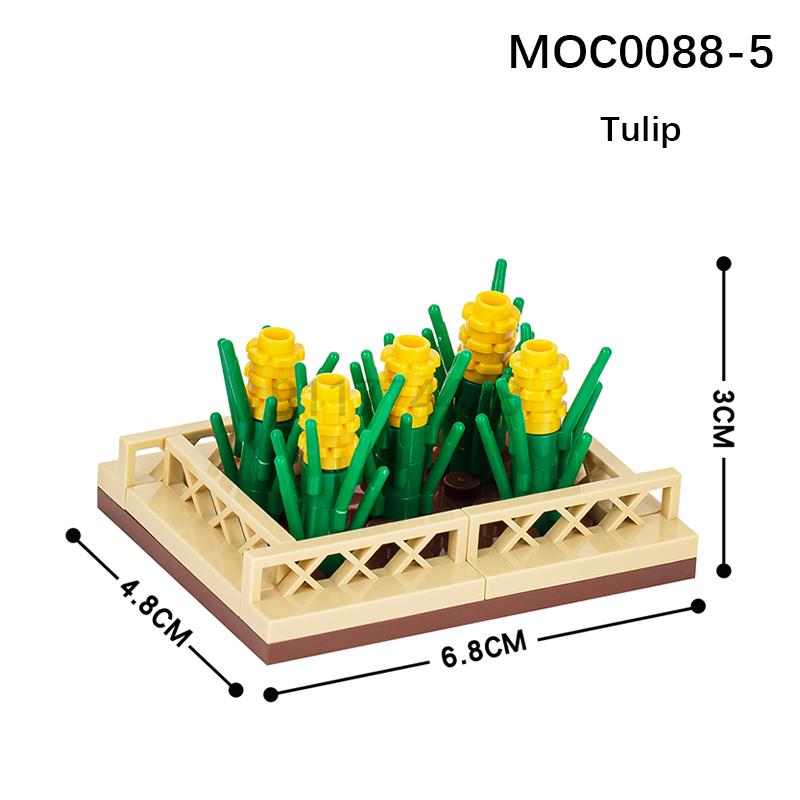 MOOXI Stadtfarm MOC Teile Figuren Bausteine Set Pflanze Baum Blatt Blume Gras Garten Modell Freunde Steine Spielzeug für Kinder
