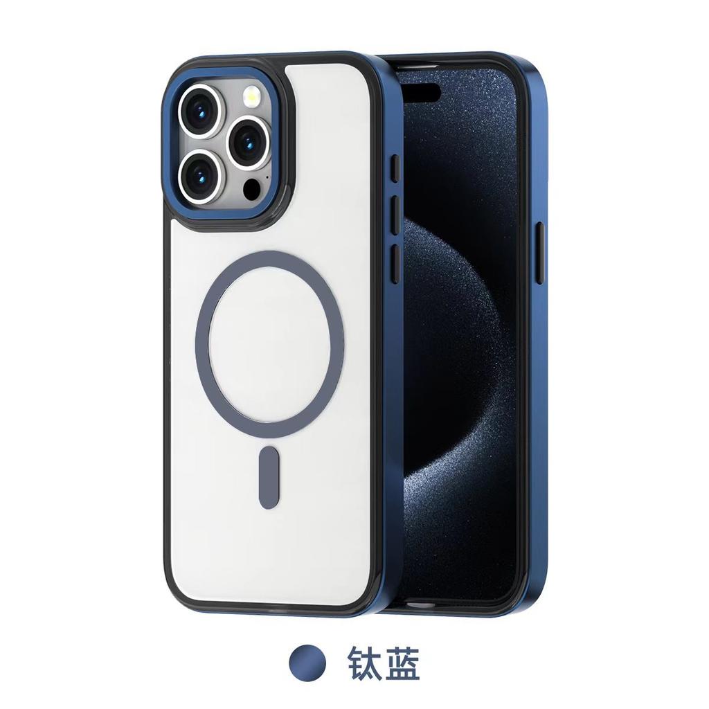 Applicable To iPhone16-15-14 Electroplated Magnetic Mobile Phone Case, Transparent Acrylic Anti-drop Case, Amazon