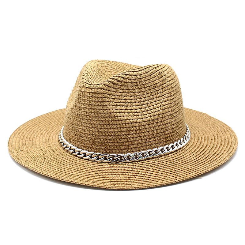 Spring And Summer Sunscreen Outdoor Sunshade Panama Hat Flat-Brimmed Retro Jazz Top Hat Men'S And Women'S Straw Hats