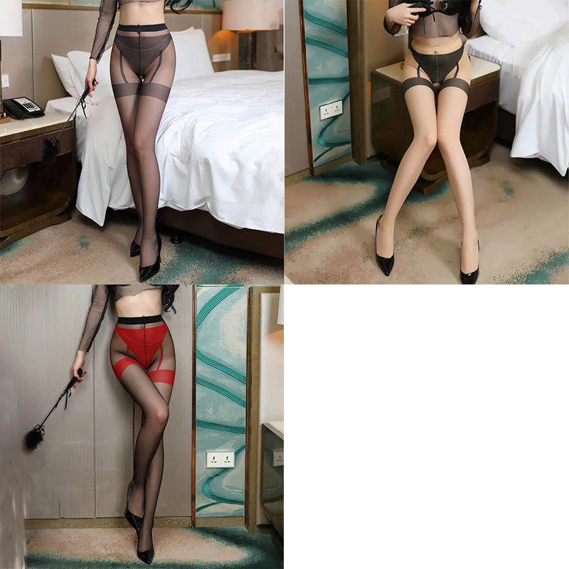 New Sex Underwear Sex Stockings Women's Core Silk Sexy Fake Garter Belt Open Pantyhose Wholesale Delivery