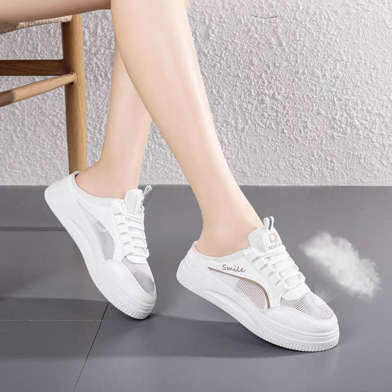 Foreign Trade 2025 New Spring and Summer Little White Shoes Half-drag Women's Platform Sports Shoes Women's Fashion Casual Women's Shoes