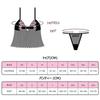 [LittleForBig] Women's 2-Piece Striped Lingerie Set (Romantic) - Lace Halter and T-Back, Size XL