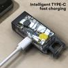 Solarladung LED COB Schlüsselanhängerlicht Typ-C USB Wiederaufladbare Tragbare Taschenlampe Eingebauter Akku Wasserdicht für Stromausfall Notfall